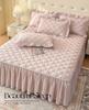 Set Grembiule da Letto Trapuntato Monocolore: Protezione per Materasso e Federe Antiscivolo e Antipolvere