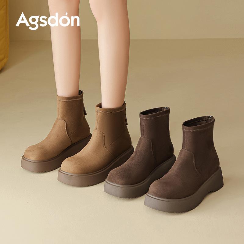 Augustine Platform Martin Boots Women's 2025 New Autumn Huge Good-looking British Style Short Boots Maillard Western Boots