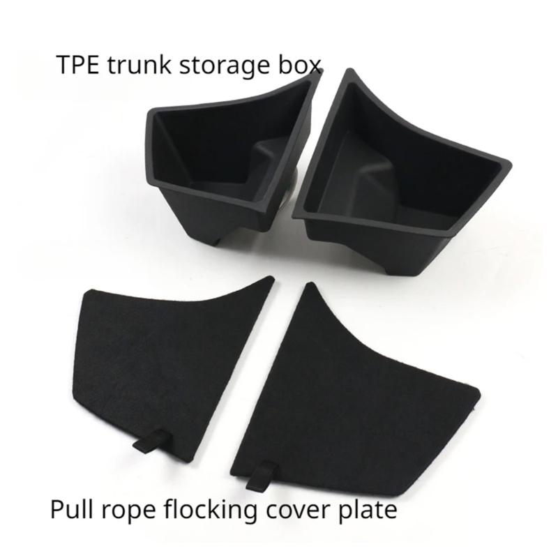 2x Car Trunk Side Storage Box Garbage Bins Organizer Flocking Mat Partition Board Stowing Tidying Compatible for