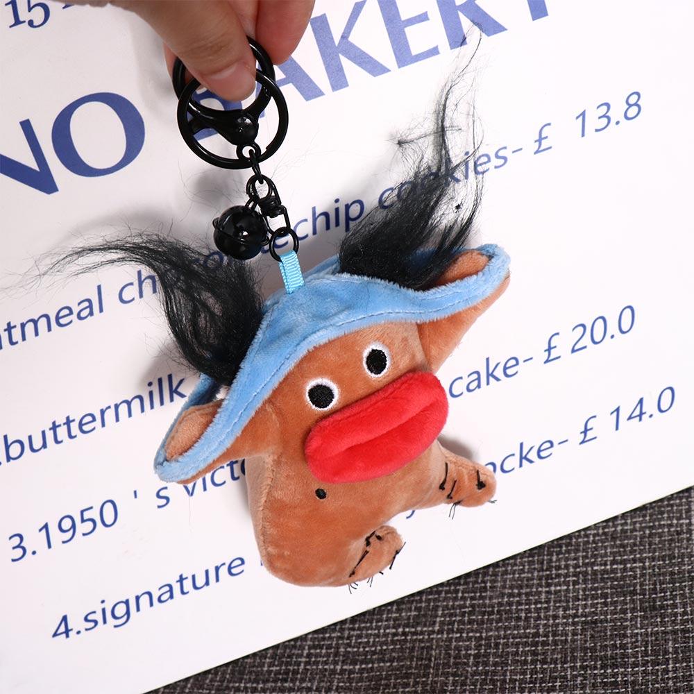 Stuffed Big Eyes Fabric Doll Key Chain PP Cotton Ugly Doll Pendant Unisex