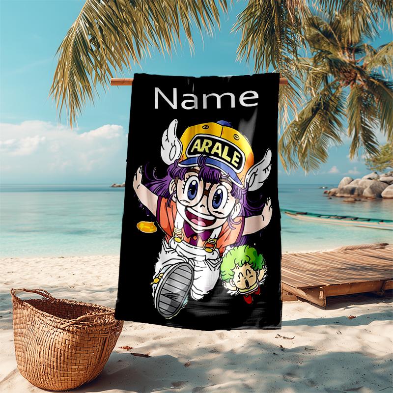 Personalized customized proof beach towel with Arale Norimaki  pattern - soft, absorbent, quick-drying, perfect swimming, camping&bathing