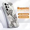 Magnetic For Magsafe Case For Samsung Galaxy S26 Ultra S25 Edge S24 Plus S23 FE S22 A54 A55 A56 5G Retro Butterfly Print Matte Cover