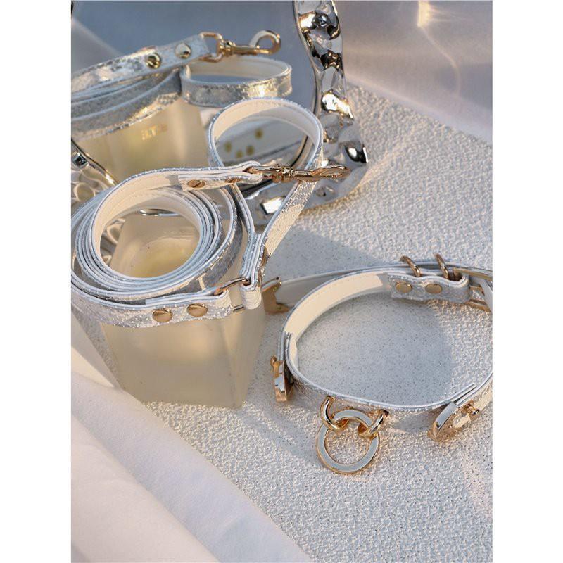 Snake Print Pet Collar Leash Set Cats PU Leather Adjustable Neck Strap