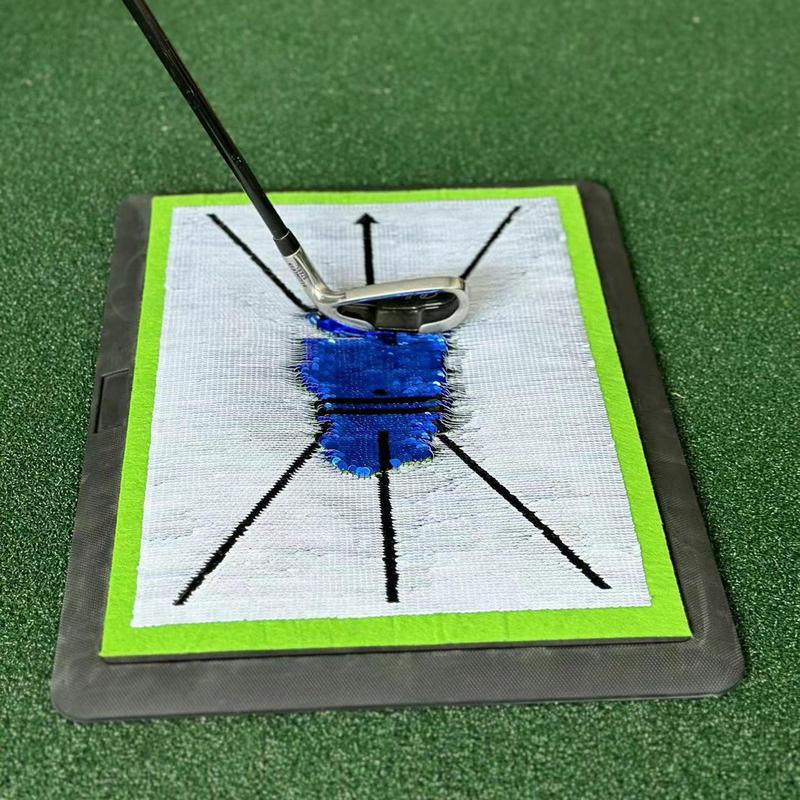 Foldable Golf Hitting Mat Swing Training Aid Golf Practice Exerciser Bead Display Track Beginner Training Trace Detection Pad