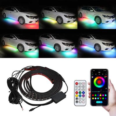 Kit Neon RGB per Auto con Telecomandi APP Wireless Luci Atmosfera Esterne per Telaio Strisce Luminose a Fibra Ottica 4 in 1 per Tutti i Tipi di Veicoli