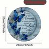 Metal Butterfly Memorial Plaque Round Gold Accent Weatherproof Aluminum Sign