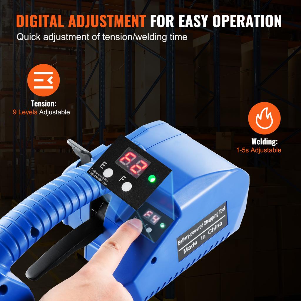 SucceBuy Automatic Electric Strapping Machine Portable Powered Banding Tool for 0.35"-0.63" PP PET Straps Packaging Box Pallet