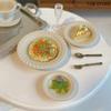 3Pcs Miniature Western Cuisine Plate Dollhouse Kitchen Simulation Food Plate DIY Mini Decoration Accessories For Toys