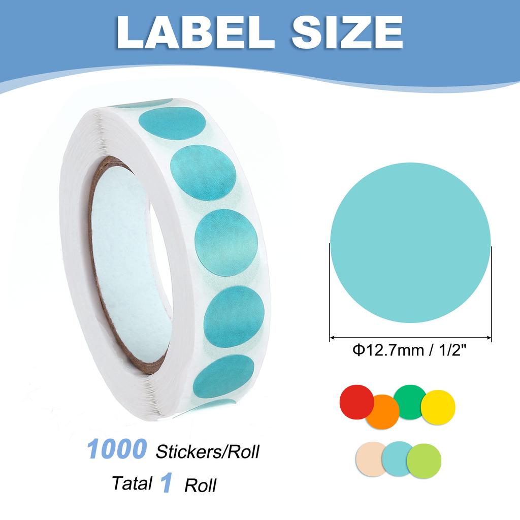 1000Pcs Colored Dot Stickers Color Coding Labels Blank Circle Stickers Adhesive Round Price Stickers for Office 12.7mm 19mm 25mm