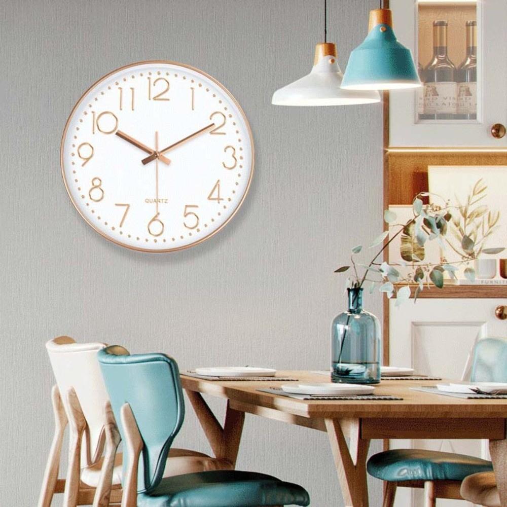 Non-Ticking Nordic Wall Clock Multi-color Wall Electronic Time Round Hanging Clock  Household