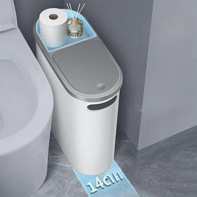 10L Bathroom Trash Can, Household Creative Gap Waste Bin, Press Type Garbage Can with Lid, Simple Paper Basket Kitchen Trash Can