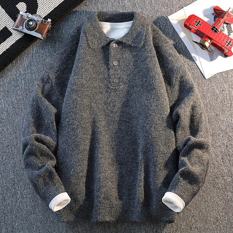 Men's Relaxed Fit Turn-down Collar Knit Sweater