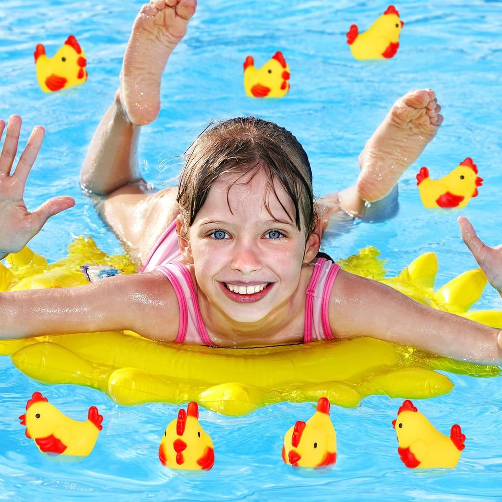 50 Pcs Yellow Rubber Chicken Squeak Mini Rubber Chicks Squeezable Chicken Squeaky Toy Chicken Noisemaker for Shower Bath Birthday Novelty Favors