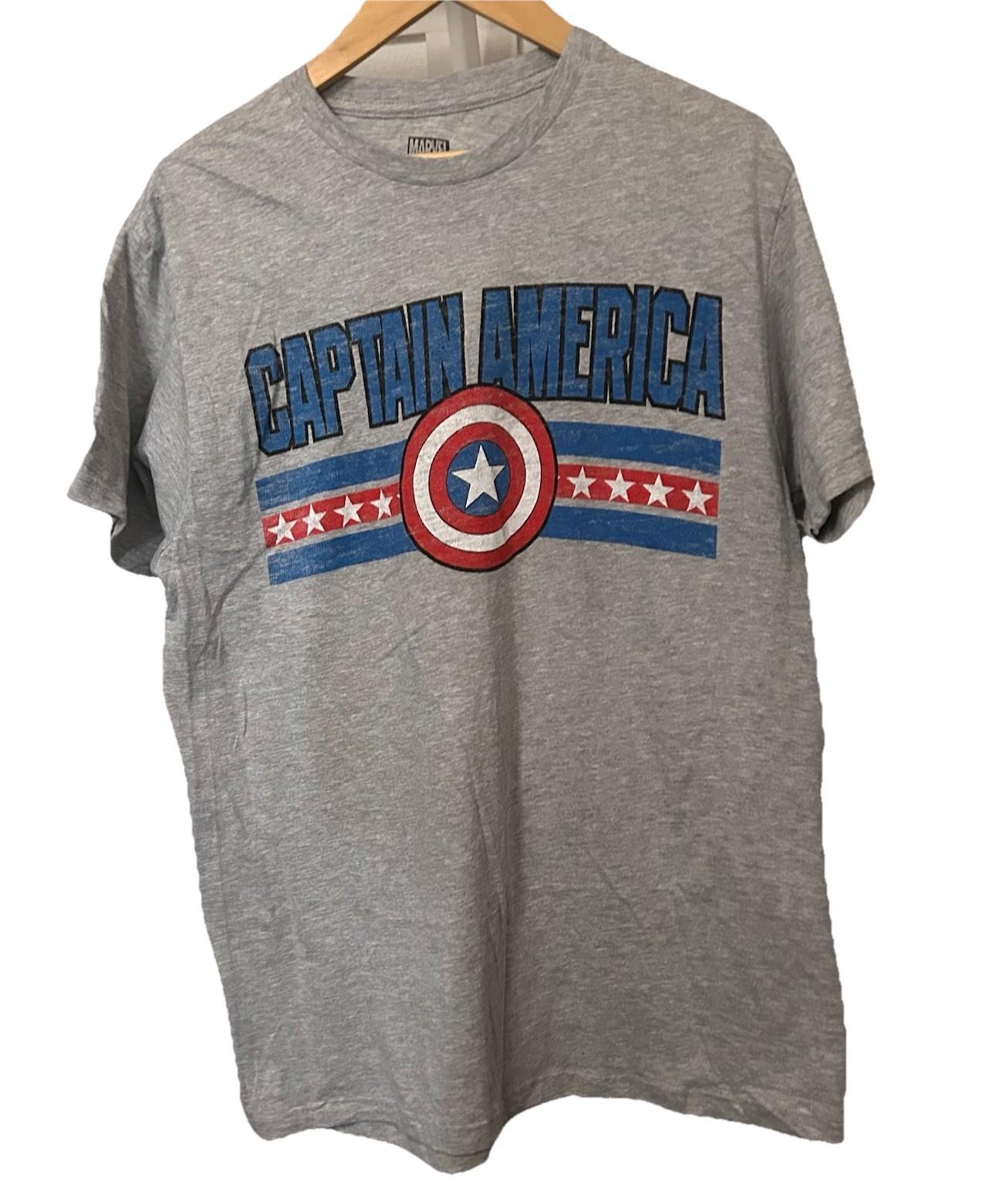 Marvel Captain America Shield Logo Grey Large Men s T-Shirt-00382 S