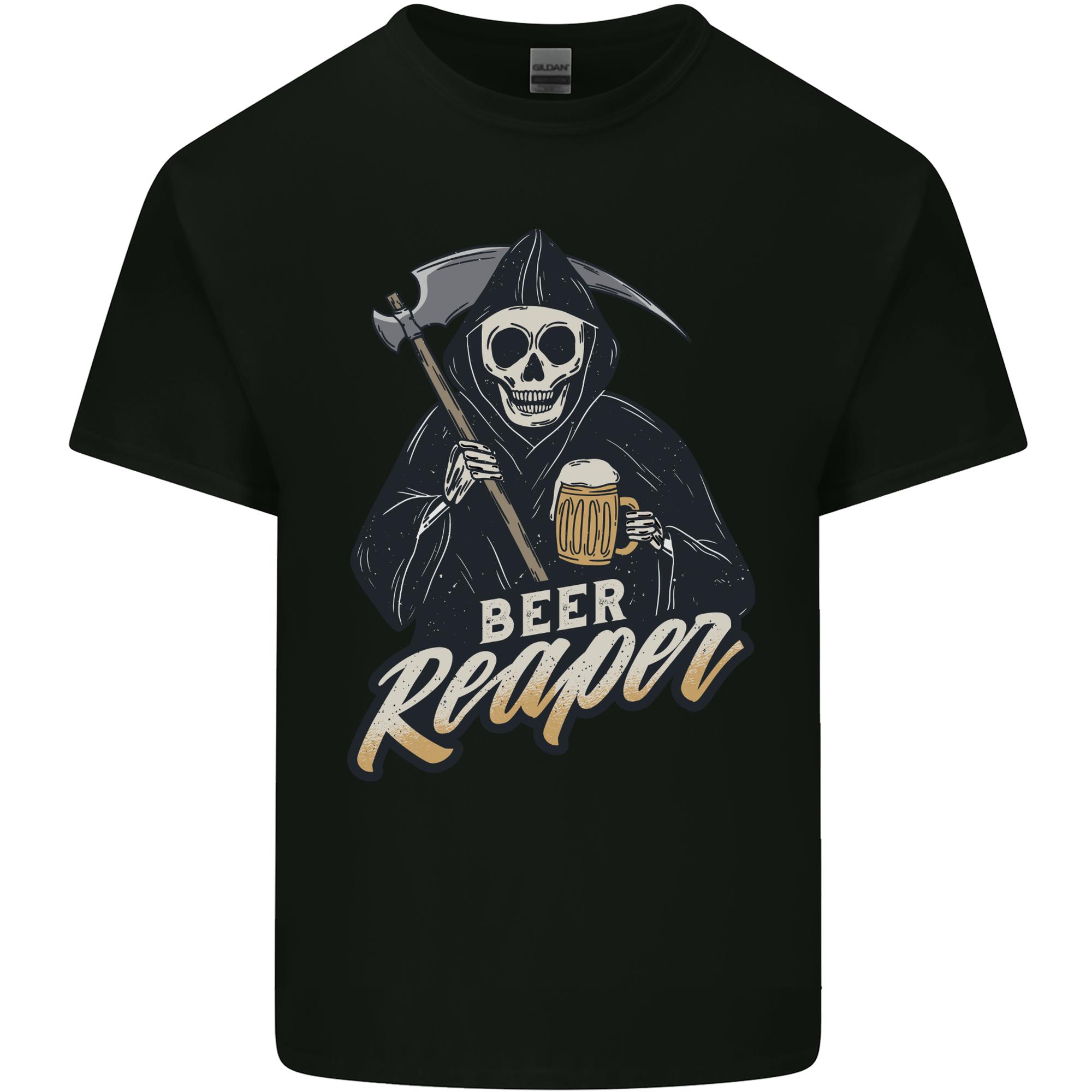 Beer Grim Reaper Skull Biker Alcohol Unisexs Light Cotton TShirt S