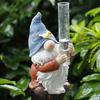 Resin Gnome Rain Gauges, Hand Painted Gnome Sculpture Water Gauge, Gnome Garden Statue With A Plastic Rain Gauge For Yard Fence