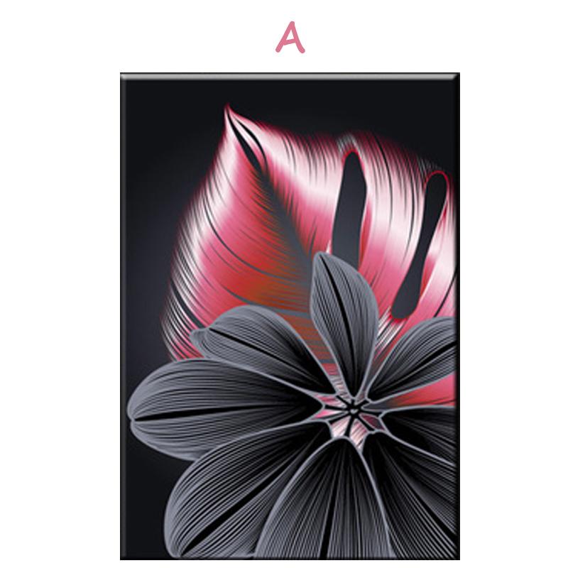 Scandinavian Black and Red Leaves Monster, Golden Plants, Flowers, Canvas, Poster, Paintings, Luxurious Interior Print, Abstract Hd Art Image