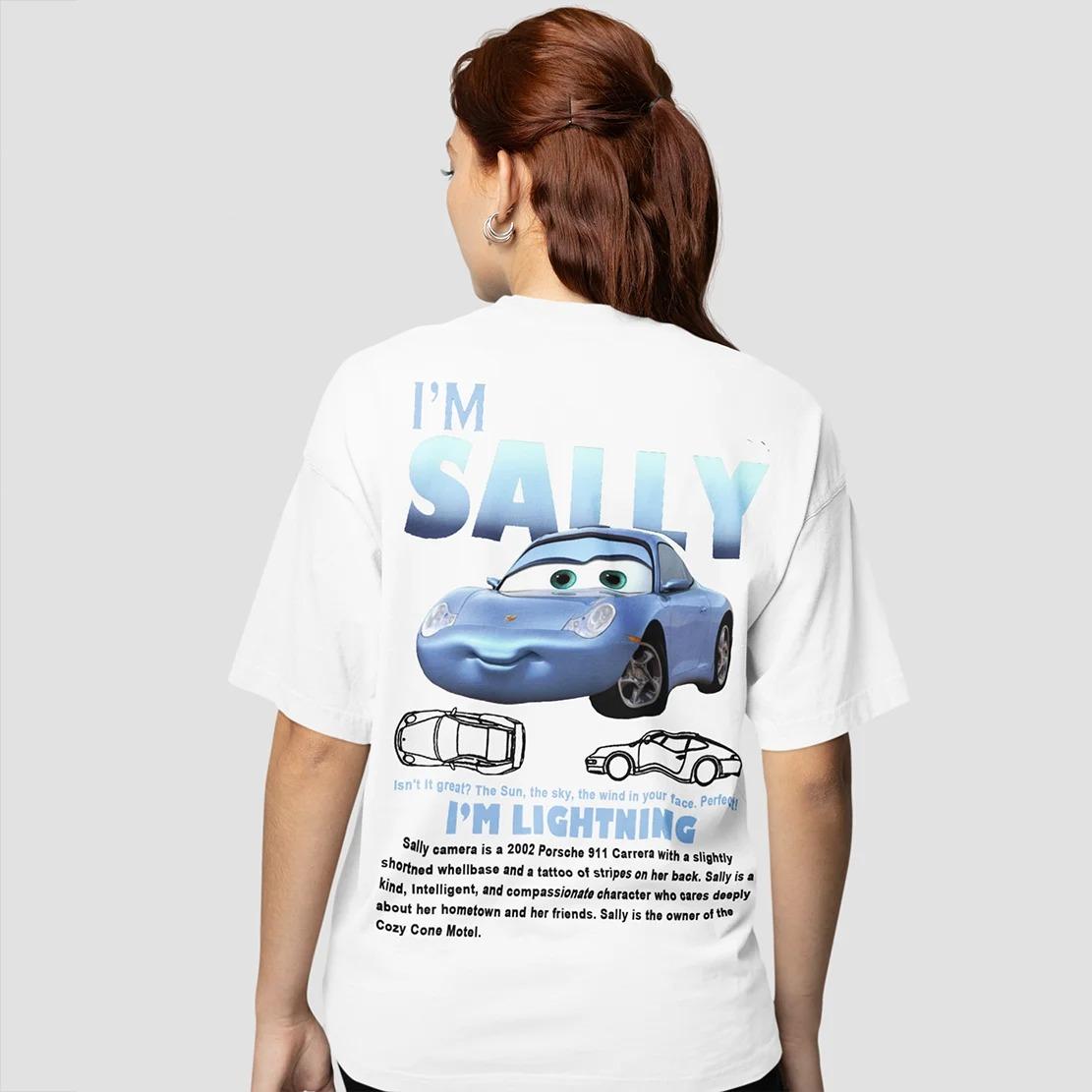 

Кумедна футболка Sally I m Lightning Car для чоловіків і жінок, футболка Mcqueen, 100% бавовна, новинка, одяг, подарунок для пари M червоний