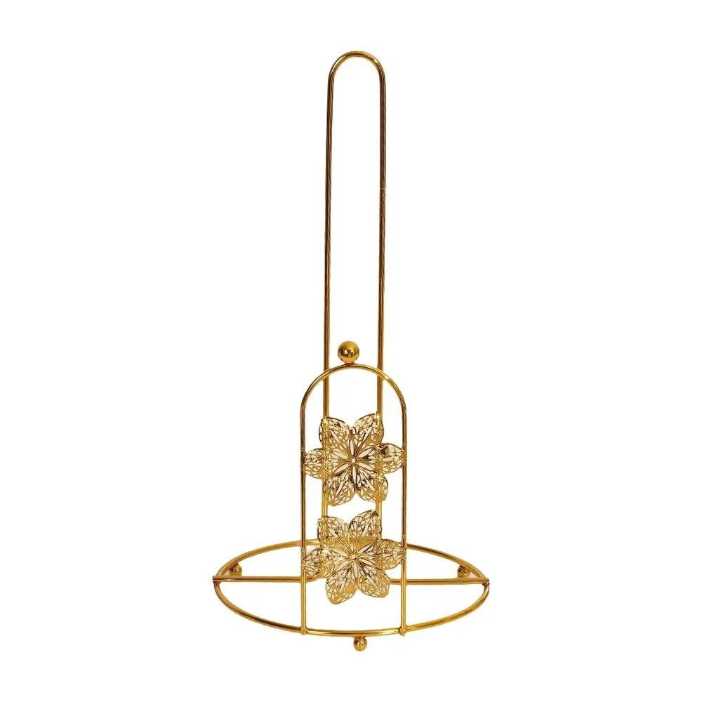 Creative Iron Tree Paper Towel Holder Free Standing Gold Vertical Paper Shelf Decorative One-handed Tear Tissue Stand For Home