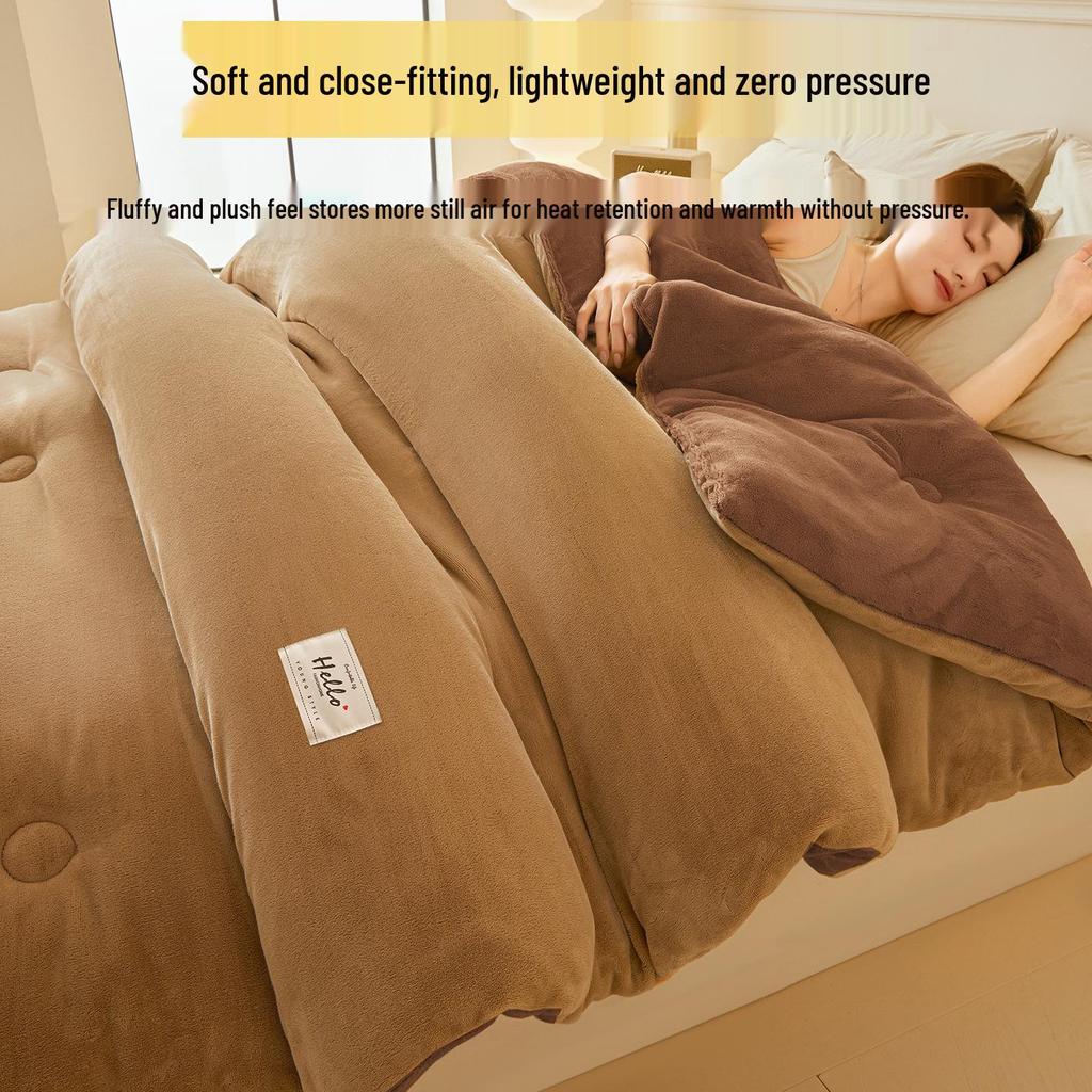 Edredón de Forro Polar de Doble Cara de Terciopelo de Leche - Grueso, Cálido, Edredón de Forro Polar Coral para Todas las Estaciones para Dormitorio