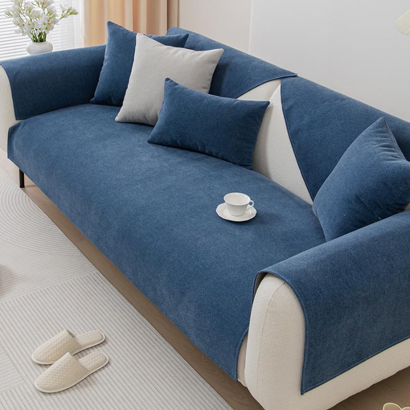 Cotton Linen Sofa Cover Solid Colour Cushion Living Room Sofa Backrest Towel Universal for All Seasons Thicken Non-Slip Sofa Mat