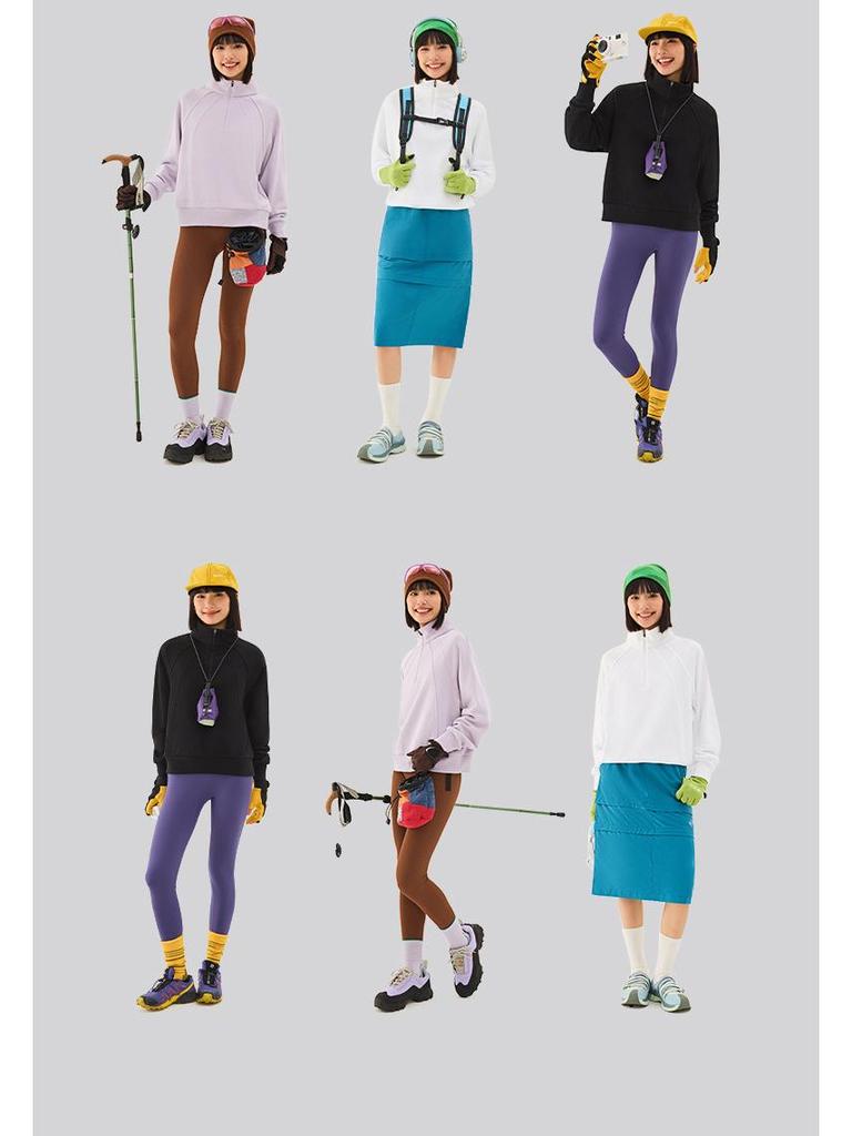 TECTOP Women's Cotton Hoodie: Breathable, Loose Fit, Stand Collar, Half-Zip, Long Sleeve for Autumn/Winter.