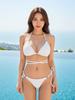 HURUN Korean version black sexy halter strap three-point bikini seaside vacation hot spring swimsuit women