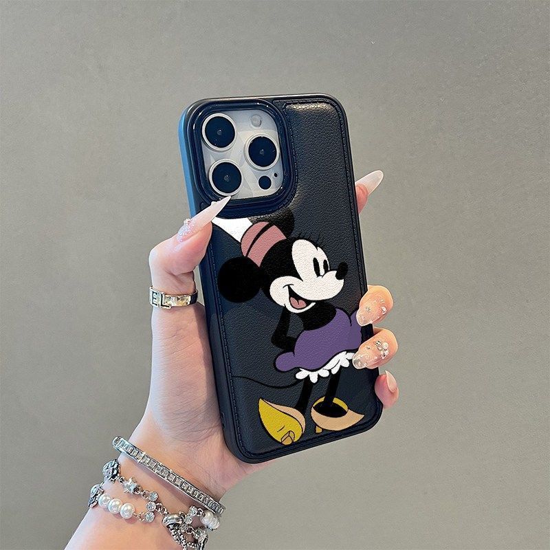 Couple Mickey Minnie Suitable for Apple 17 mobile phone case iPhone16 drum bag 15 leather pattern 13Pro anti-drop 12