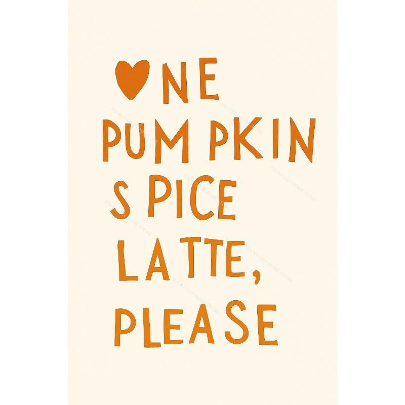 Watercolor Fall Maple Leaf Canvas Gallery Wall Prints Blue Pumpkin Pumpkin Spice Typography Wall Art Farmhouse Home Decor Gift