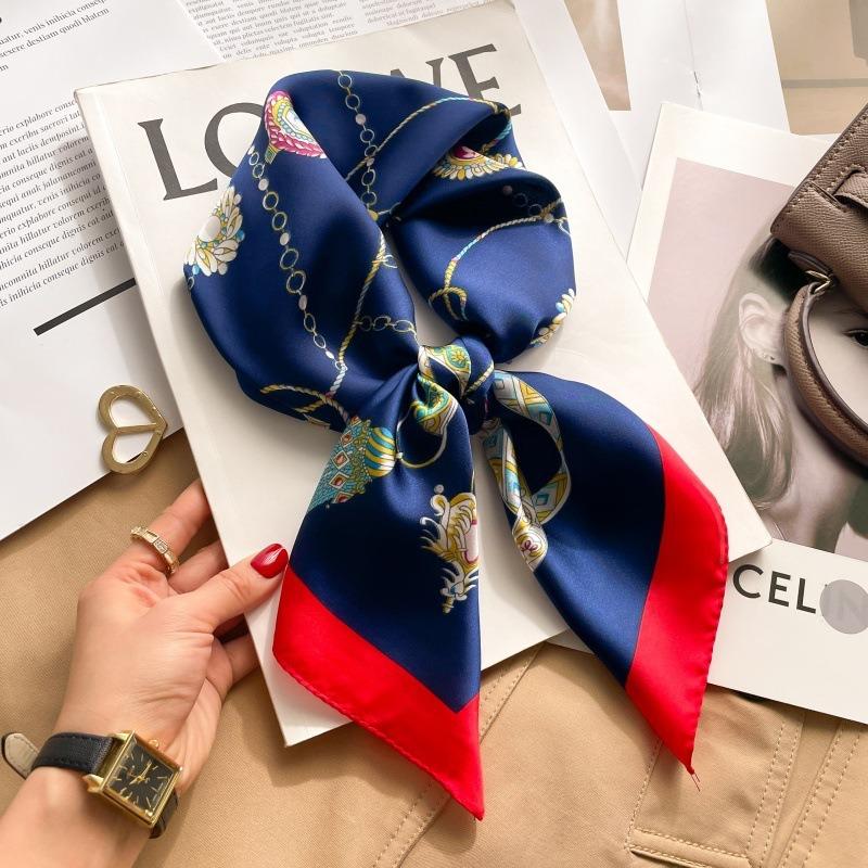 Zhang Ruonan silk scarf women's spring and summer new fashion retro accessories scarf neck high-end small square scarf