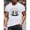 European Sizes Men's T-Shirt - Italian Napoli ITALIA Print Crew Neck Short Sleeve, Regular Fit Suitable for Daily Wear