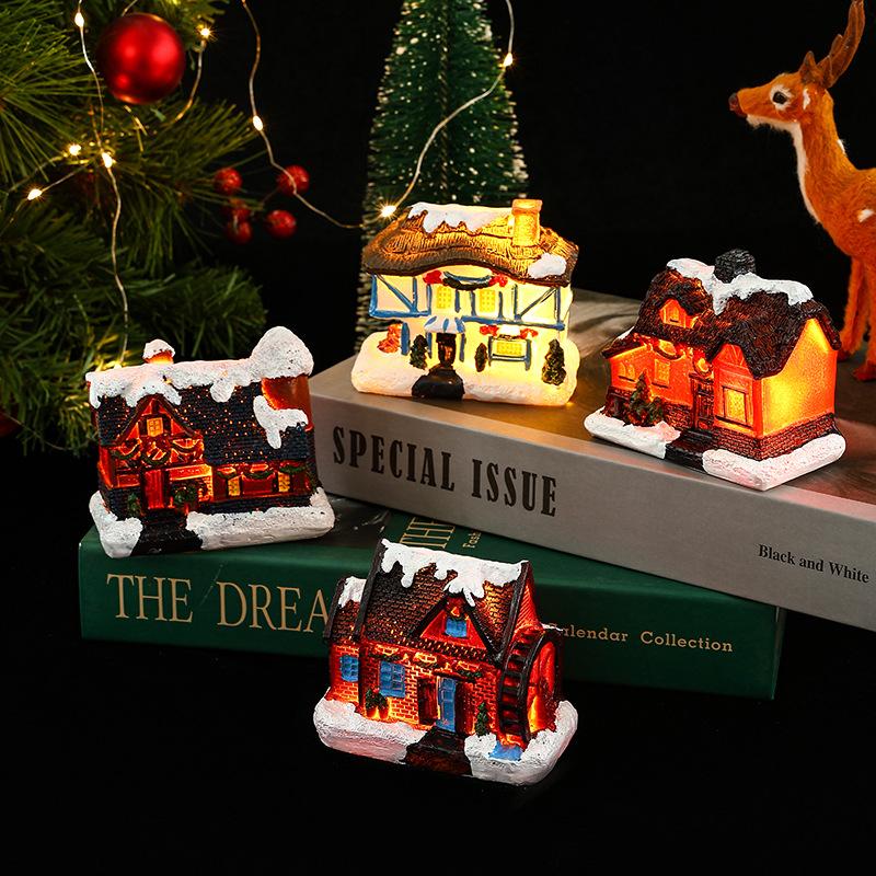 Christmas decorations small house micro landscape Christmas creative glowing small house Christmas gifts