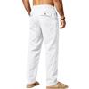 Casual Men’s Beach-Style Trendy Button-Up Loose-Fit, Skin-Friendly, Breathable Sports Linen Trousers for Men