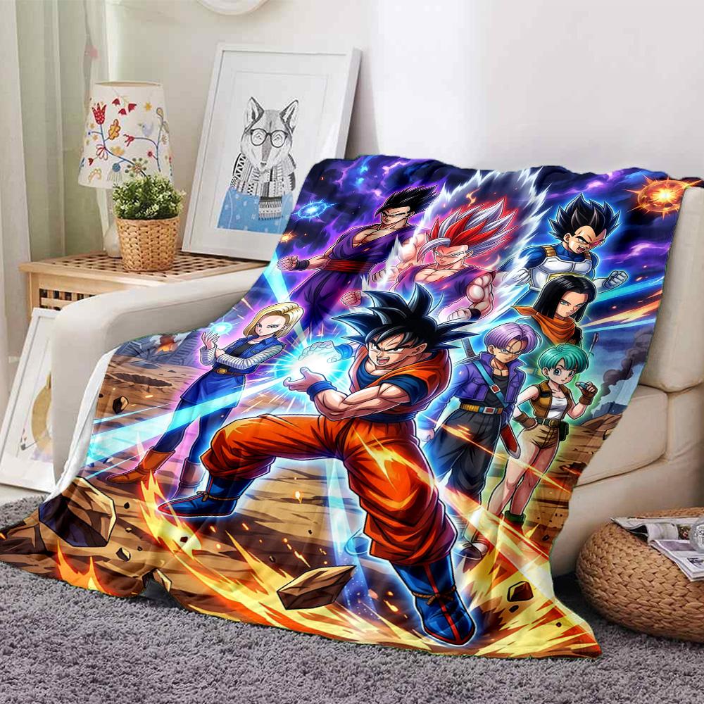 Son-Goku Print Flannel Blanket High Quality Warm Comfortable Cover for All Seasons Perfect for Gifts Home Decor