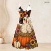 Women Plus Size Two Piece Set White Halloween Ghost Printed Short Sleeve Cardigan V Neck Strappy Flared Dress