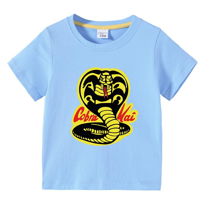 Cobra Kai Printed Summer Chlidren Tshirt Boys Girls ONeck Short Sleeve Tees Kids Pure Cotton Clothing Baby Boys Gift