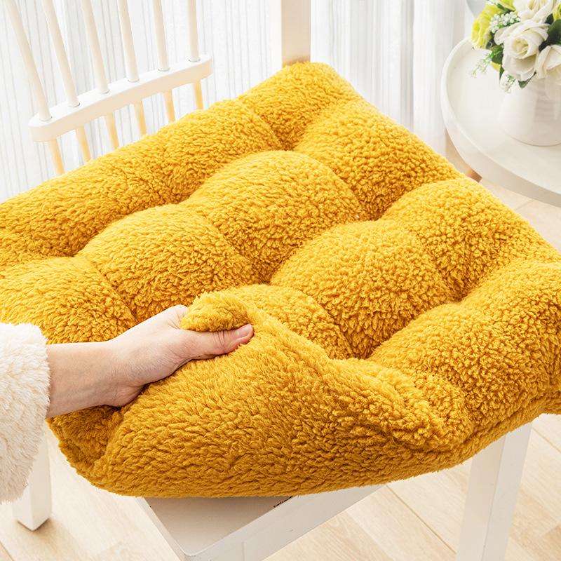 Lamb Wool Seat Cushion Winter Thickened Plush Chair Cushion Office Sedentary Butt Cushion Home Student Stool Seat Cushion