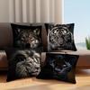 4Pcs Wild Animal Cushion Cover Tiger Lion Wolf Leopard Printed Pillow Case Polyester Home Decor Sofa Living Room Bedroom 2D Flat