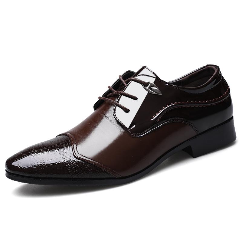 

Spring new large size casual leather shoes men s business dress shoes lace up a piece of British wedding shoes 2025 49