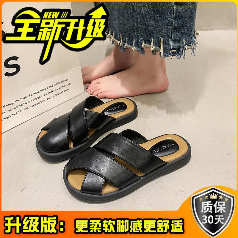 Office slippers women's summer wear 2025 new Baotou Roman half drag versatile casual Muller sandals one pedal