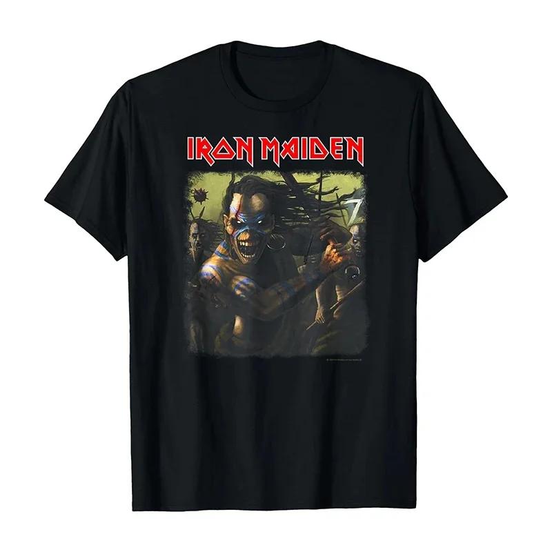 Iron Maiden Iron Maiden Band Rock Punk American Vintage T-shirt Hip Hop Tops Men Loose Oversized T Shirt Unisex Tee Clothing