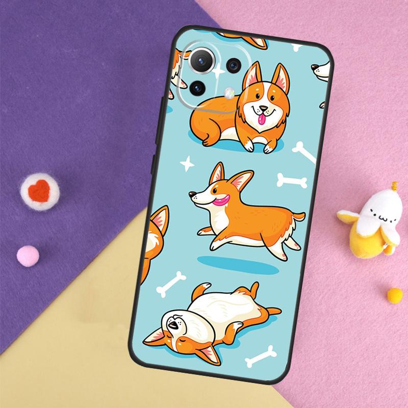 Cute Cartoon Corgi Dog Case For Xiaomi 14T 11T 12T 13T Pro 13 14 15 Ultra POCO X7 Pro X3 X5 X6 F5 F6 M6 Pro Cover
