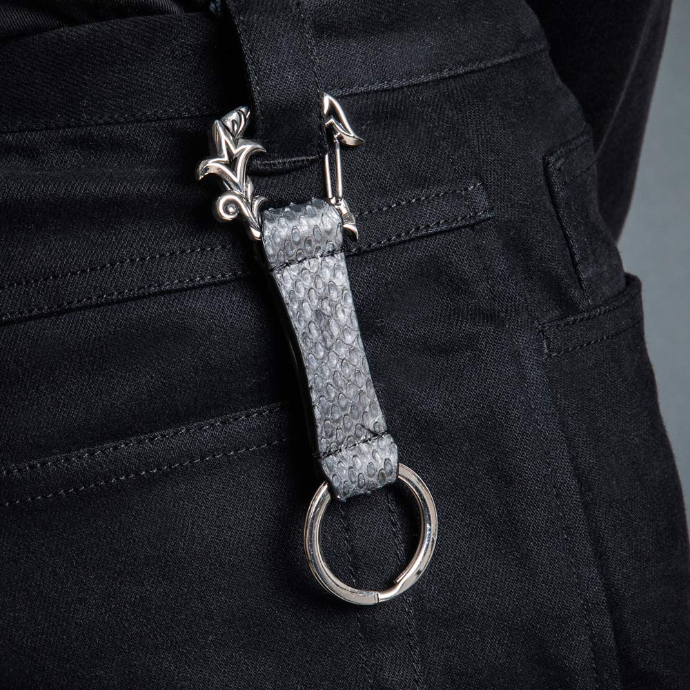 Artemis Klassische Florale Karabiner-Schlüsselanhänger, Pythonskin, Herren, ACLK0024, Herren Marken Schmuck, Edelstahl Schlüsselanhänger, Schlüsselring