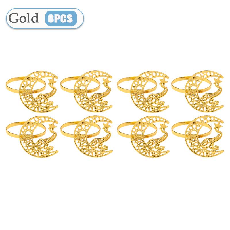 Ramadan Festive Tableware Elegant Crescent Napkin Rings Metal Cut Out Design for Eid Mubarak Wedding Party Decorations Gift Idea