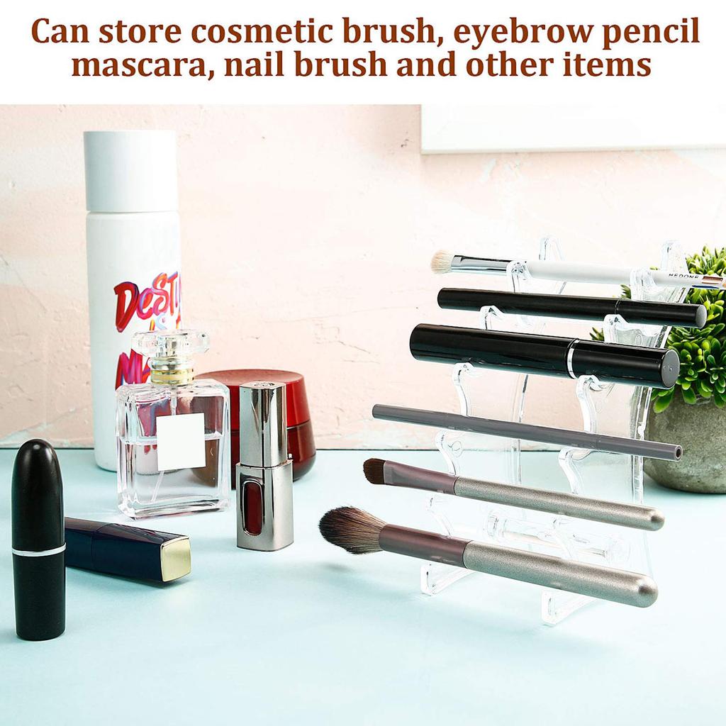Set of 4 Pen Display Stand Plastic Pen Holder Pen Display Stands 6 Slots Pen Display Stand Eyebrow Pen Stand Makeup Brush Rack Organizer for Home Sch