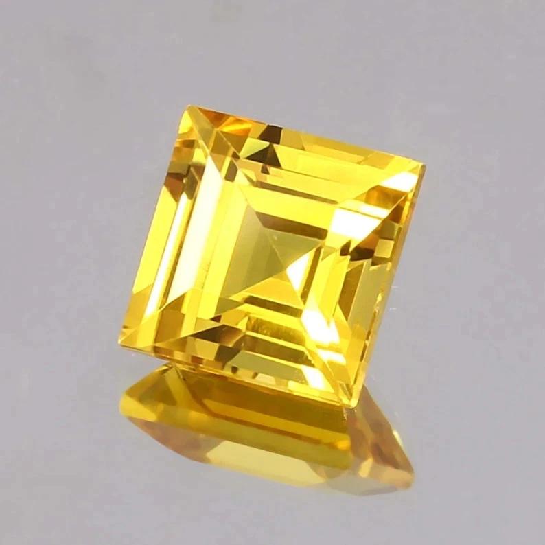 Natural Ceylon Yellow Sapphire Princess Cut 17 Ct  Certifed Loose Gemstone