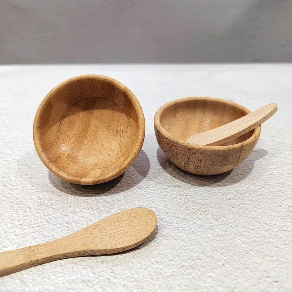 Mini Size Wood Mask Bowl Bamboo Mud Mask Application Tool Bamboo Spatula Spoon Cosmetic Mixing