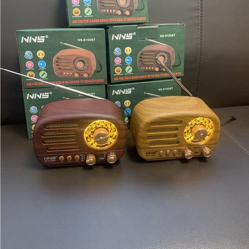 Klassisches Retro UKW AM Radio Desktop-Empfänger Wiederaufladbar Tragbar MP3-Radios Stereo 3W Bluetooth-Lautsprecher AUX USB