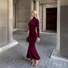 Women Knitted Maxi Dress Elegant Turtleneck Long Sleeve Sweater Dress Fall Winter Sexy Christmas Party Dress