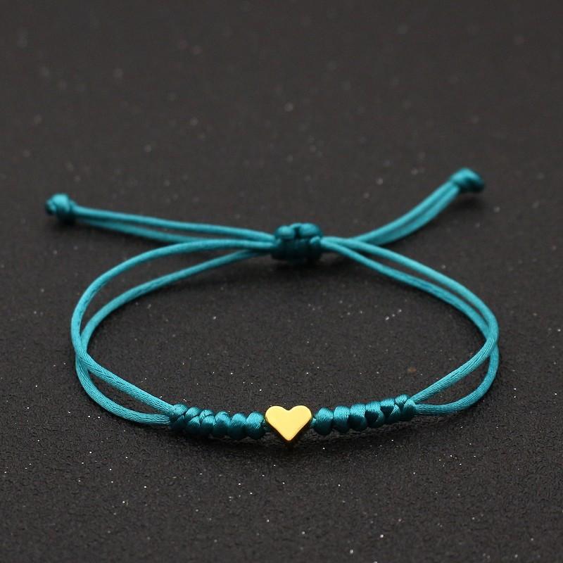 Tiny Heart Charm Bracelets for Women Girls Simple Blue Black Red Rope Chain Braided Bracelet Woven Jewelry Best Gifts Her